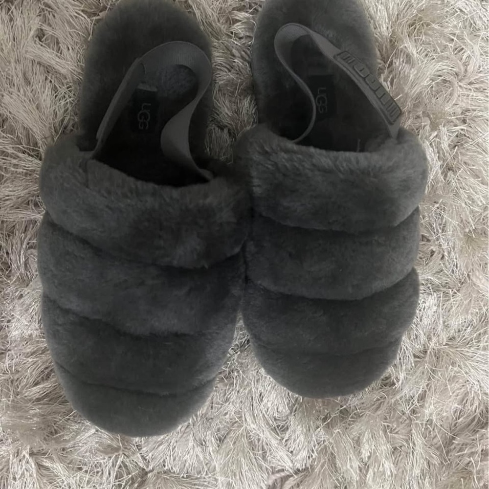 UGG Gray Fluffy Slippers